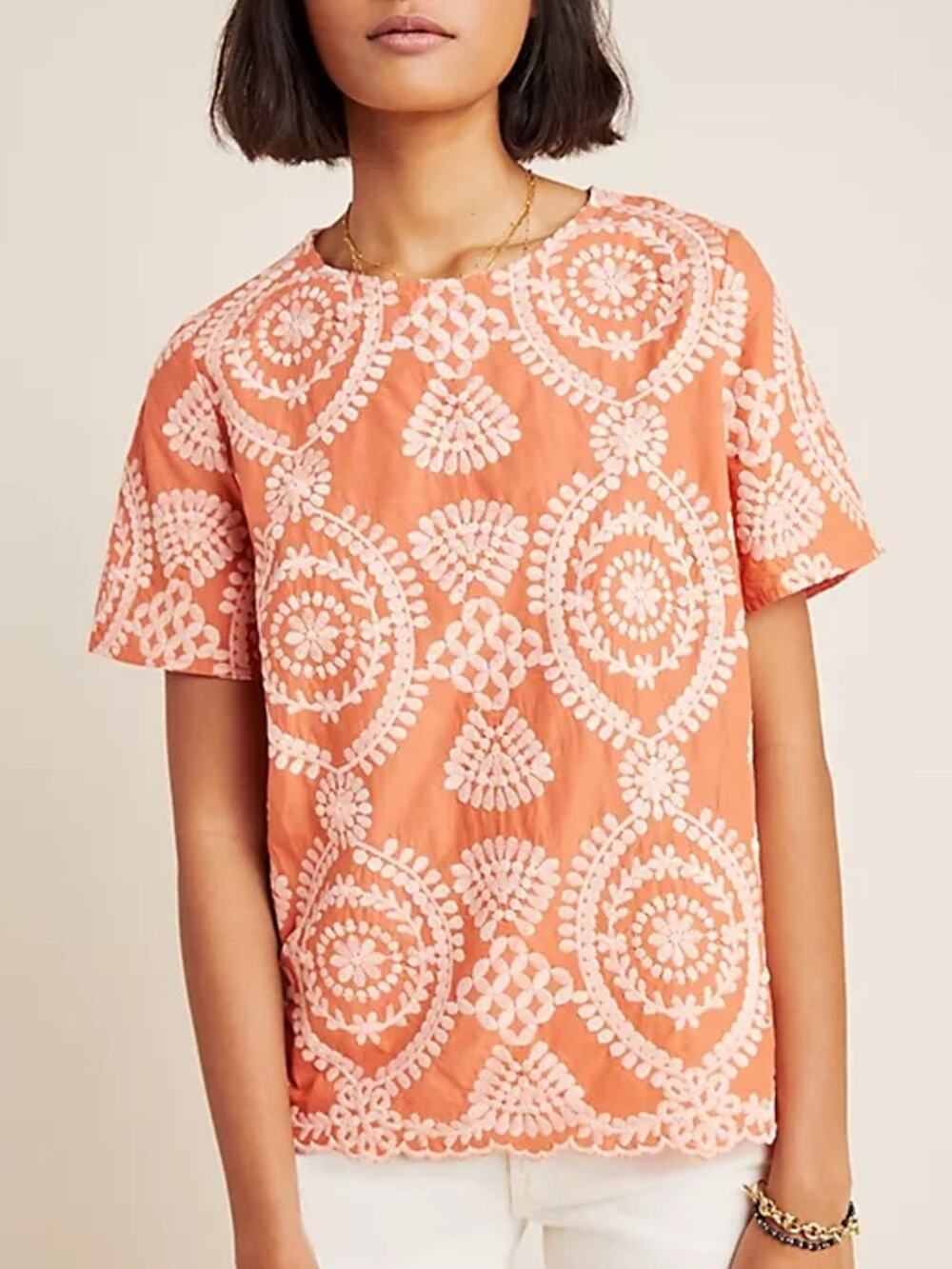 Anthropologie Eri + Ali Coralie Embroidered Blouse